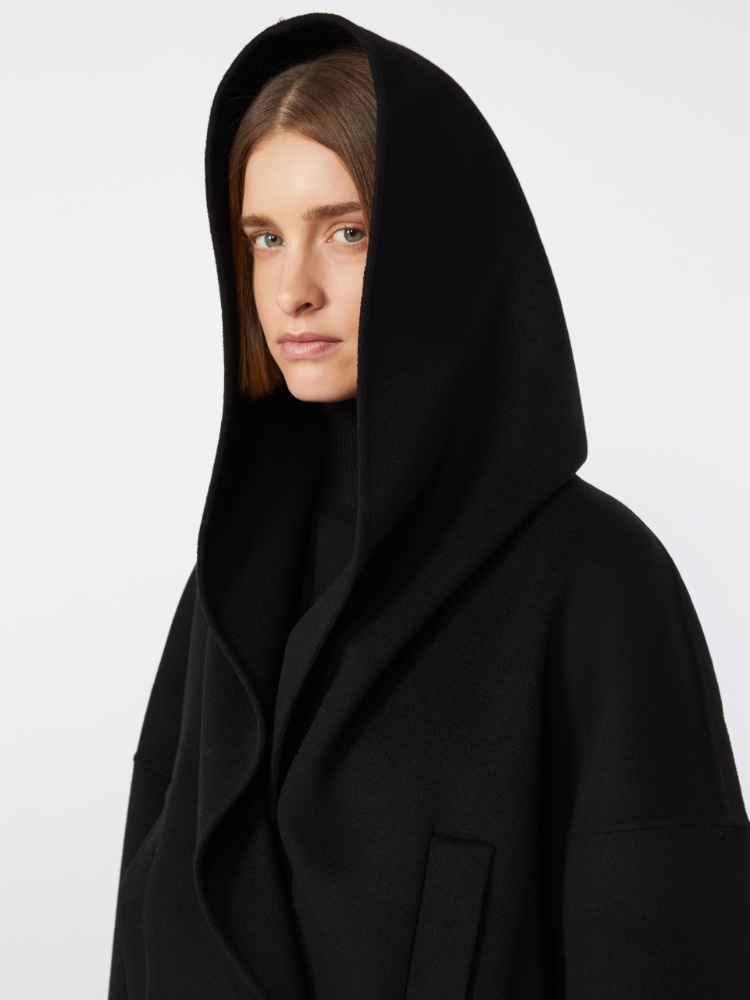 Oversized pure wool double fabric jacket - BLACK - 5