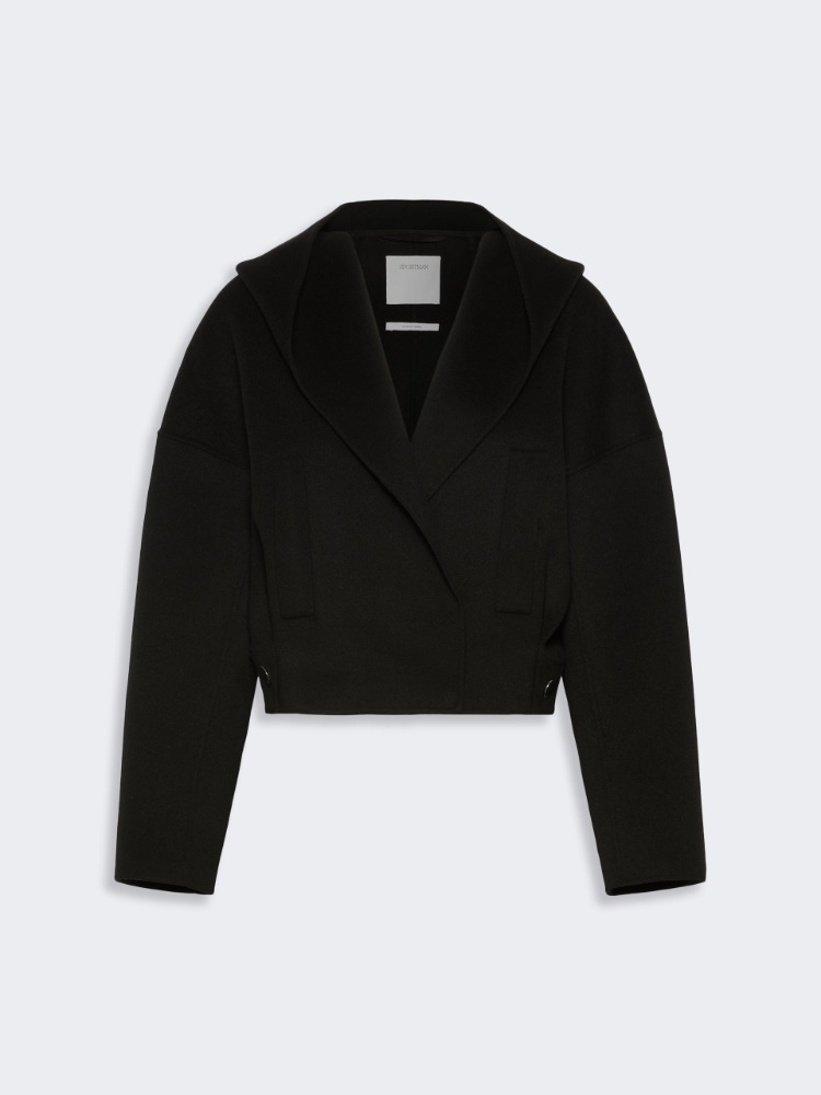 Oversized pure wool double fabric jacket - BLACK - 6