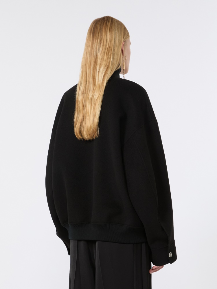 Double-faced pure wool bomber jacket - BLACK - 3