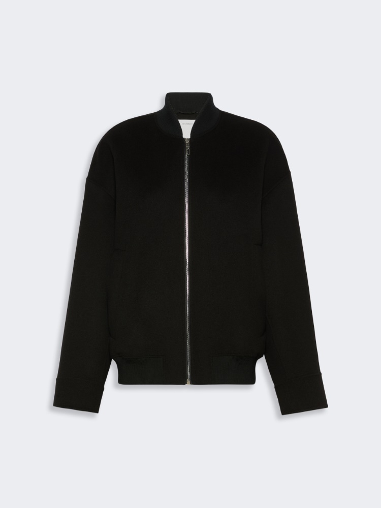 Double-faced pure wool bomber jacket - BLACK