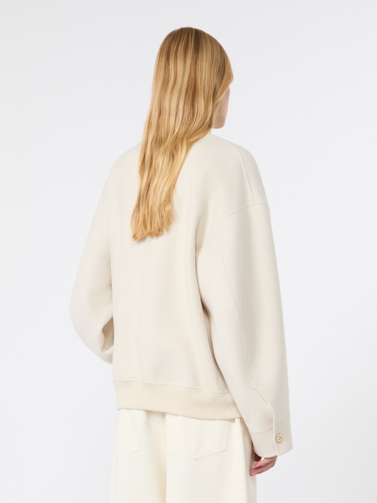 Double-faced pure wool bomber jacket - WHITE - 3