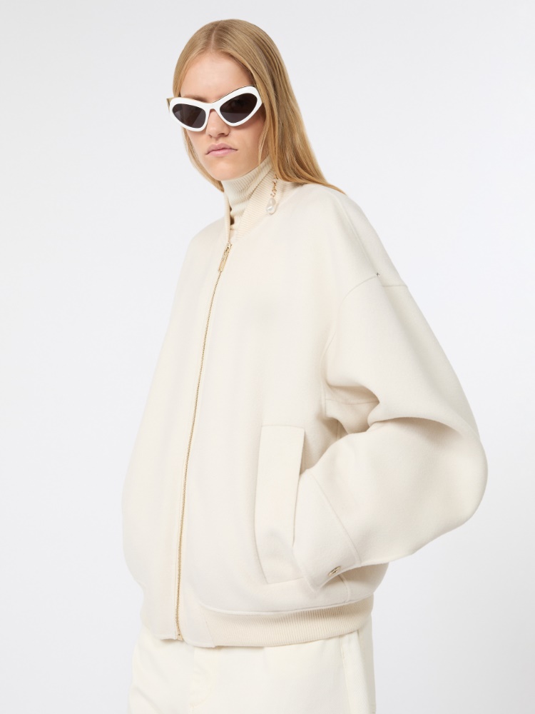 Double-faced pure wool bomber jacket - WHITE - 4
