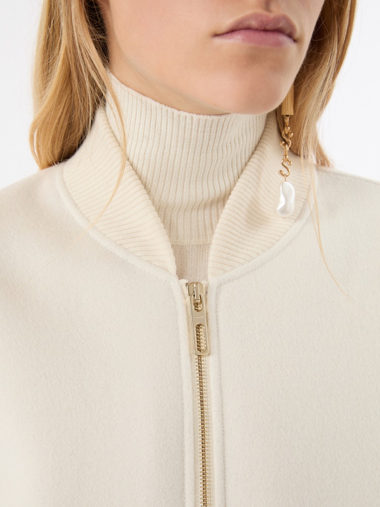 Double-faced pure wool bomber jacket - WHITE - 5