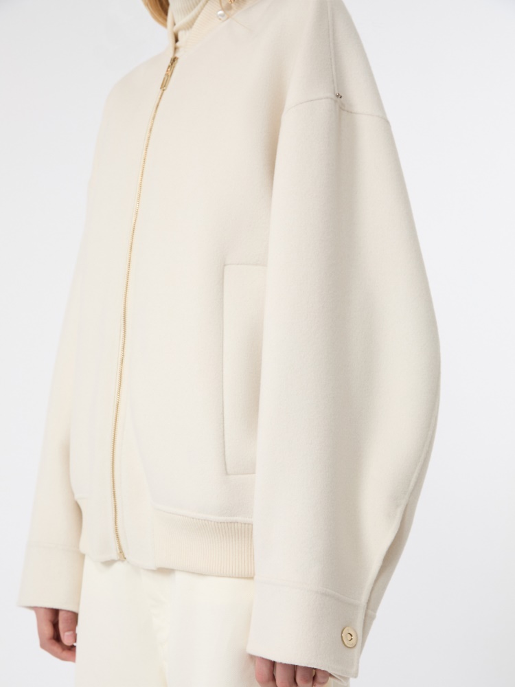 Double-faced pure wool bomber jacket - WHITE