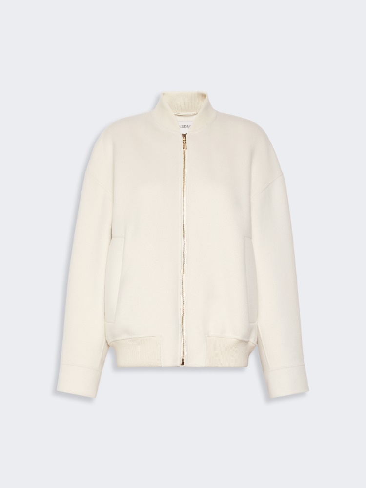 Double-faced pure wool bomber jacket - WHITE - 6