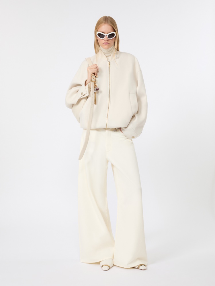 Double-faced pure wool bomber jacket - WHITE