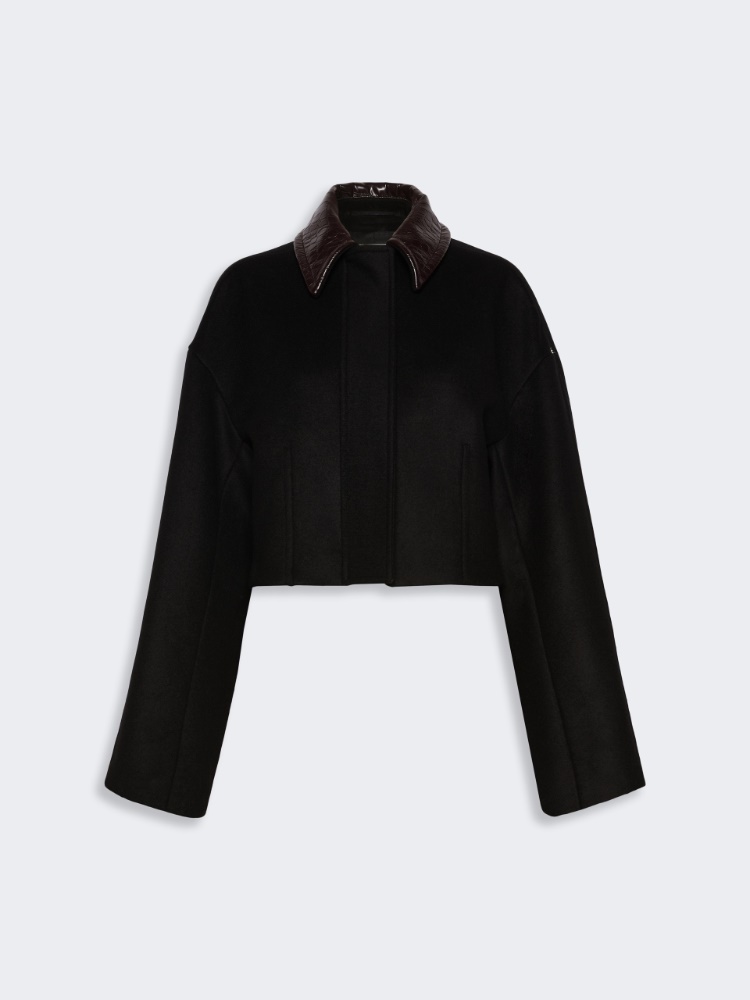 Boxy pure wool jacket - BLACK