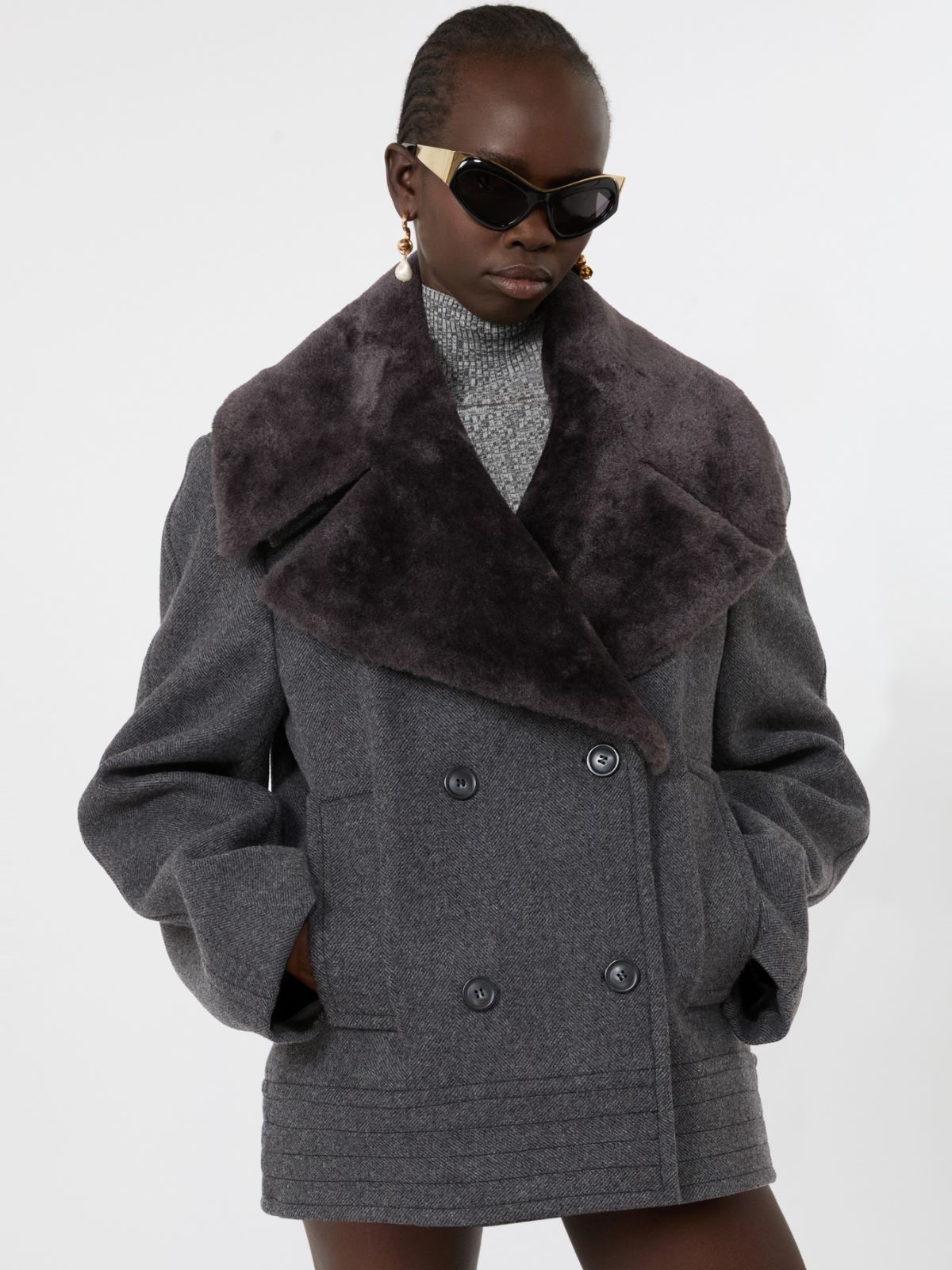 Pure wool pea coat - BLACK - Max Mara - 4
