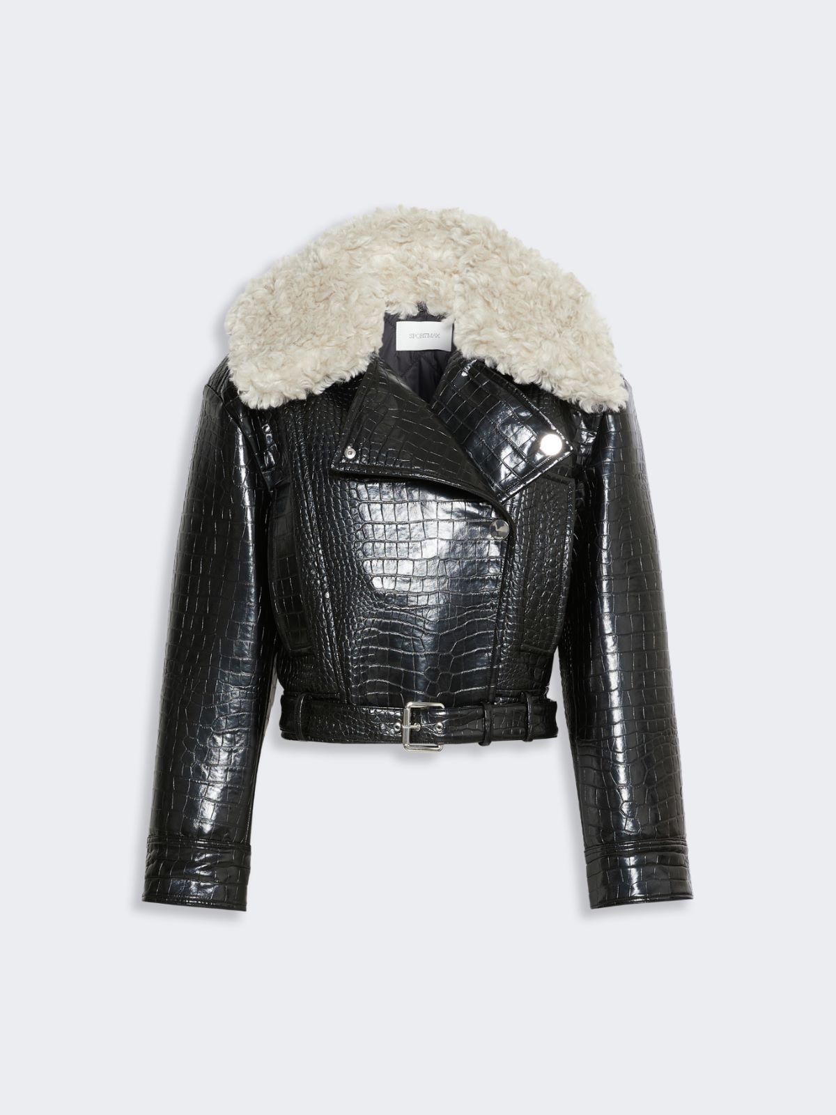 Patent leather biker jacket - BLACK - Max Mara - 6