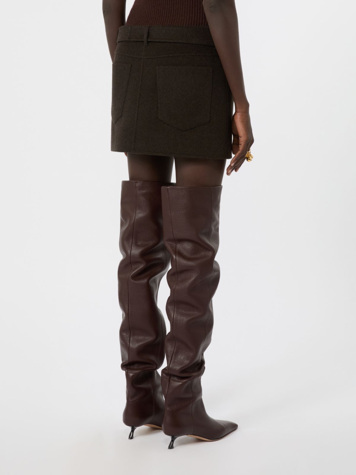 Short pure wool skirt - CHOCOLATE - Max Mara - 3