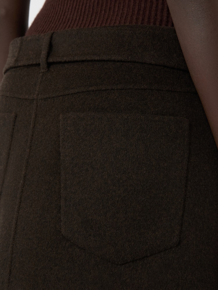Short pure wool skirt - CHOCOLATE
