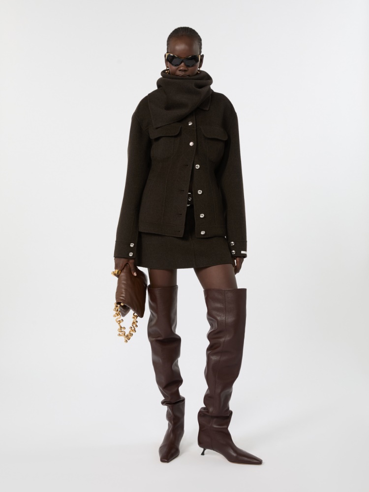 Short pure wool skirt - CHOCOLATE