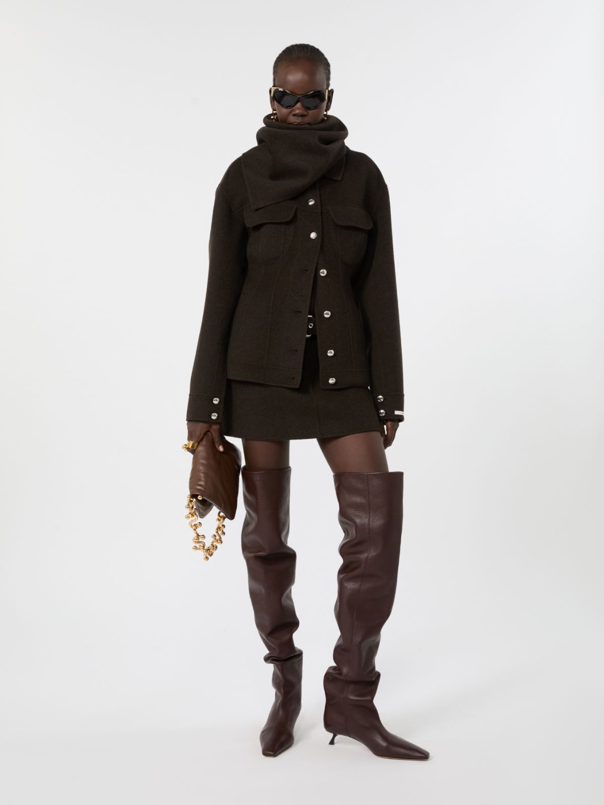 Short pure wool skirt - CHOCOLATE - Max Mara