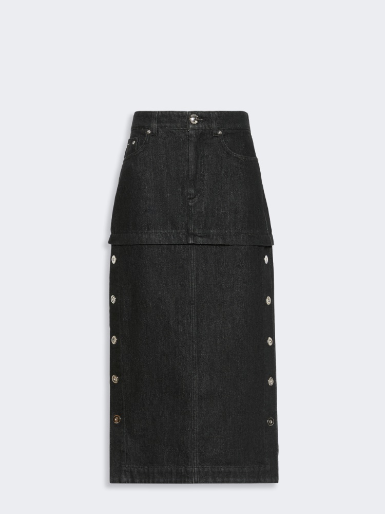 Straight-fit denim skirt - BLACK - 5