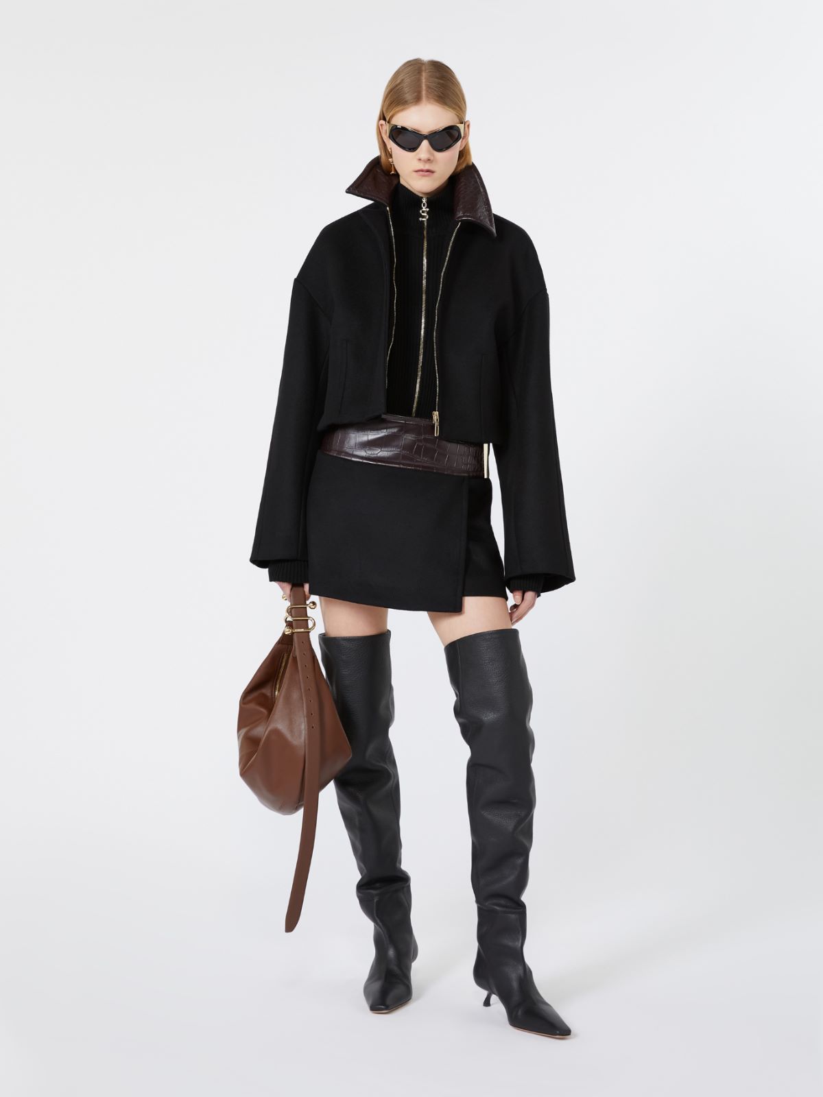 Pure wool mini skirt - BLACK