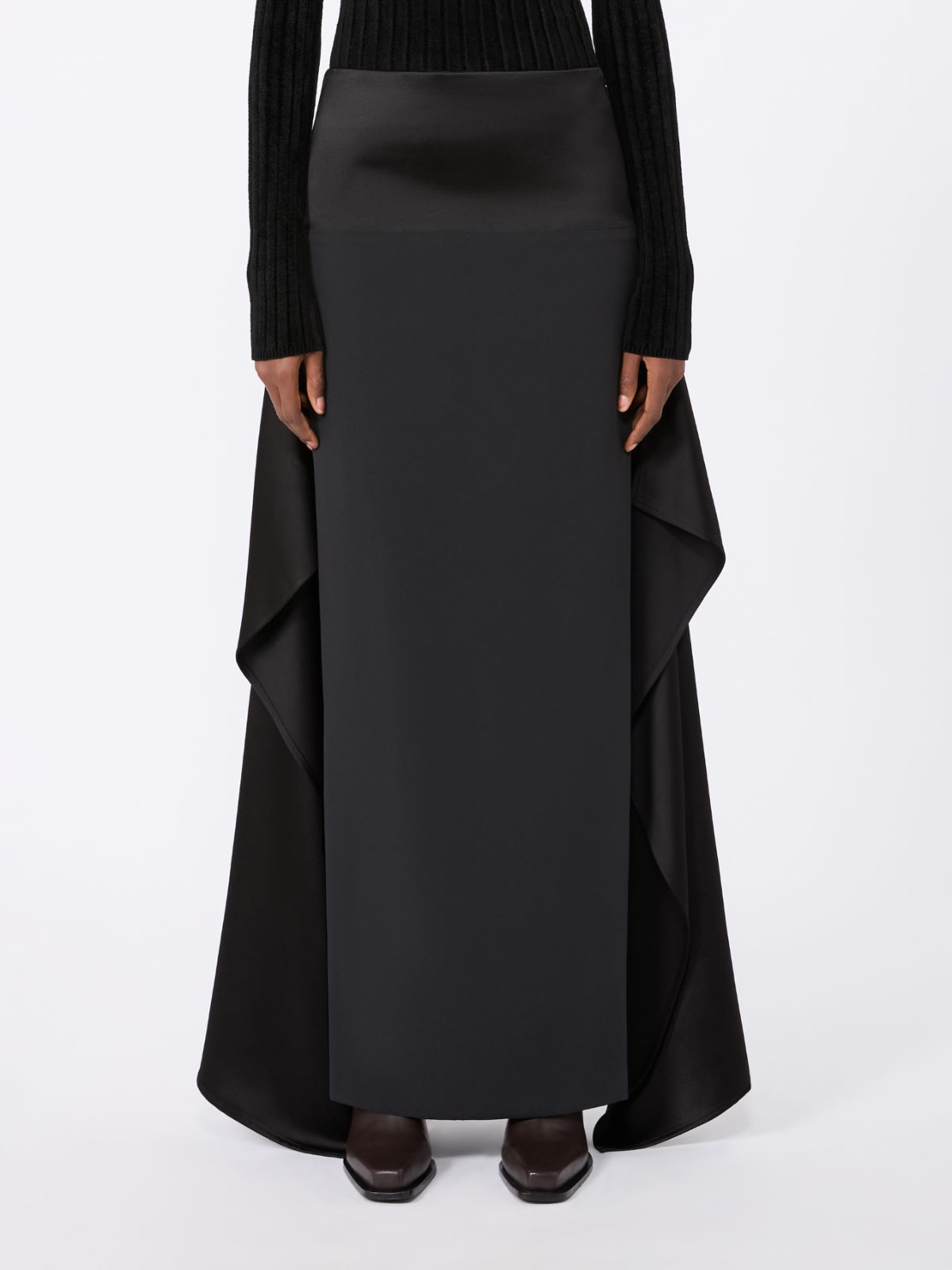Falda larga de cady y sarga gruesa - NEGRO - Max Mara - 2