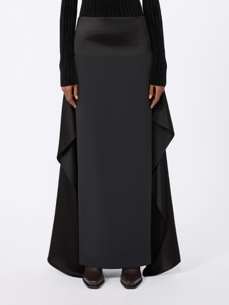 Falda larga de cady y sarga gruesa - NEGRO - Max Mara - 2