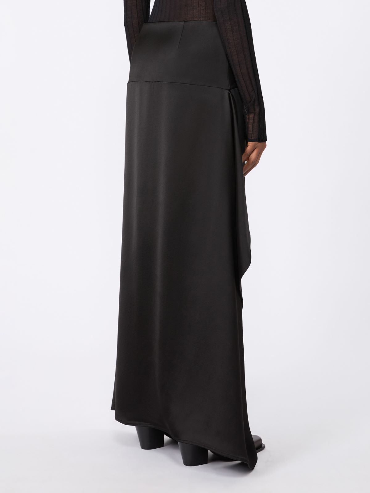 Falda larga de cady y sarga gruesa - NEGRO - Max Mara - 3