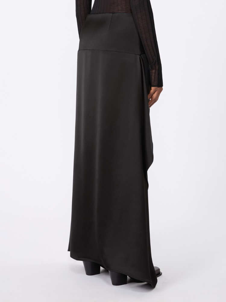 Falda larga de cady y sarga gruesa - NEGRO - Max Mara - 3