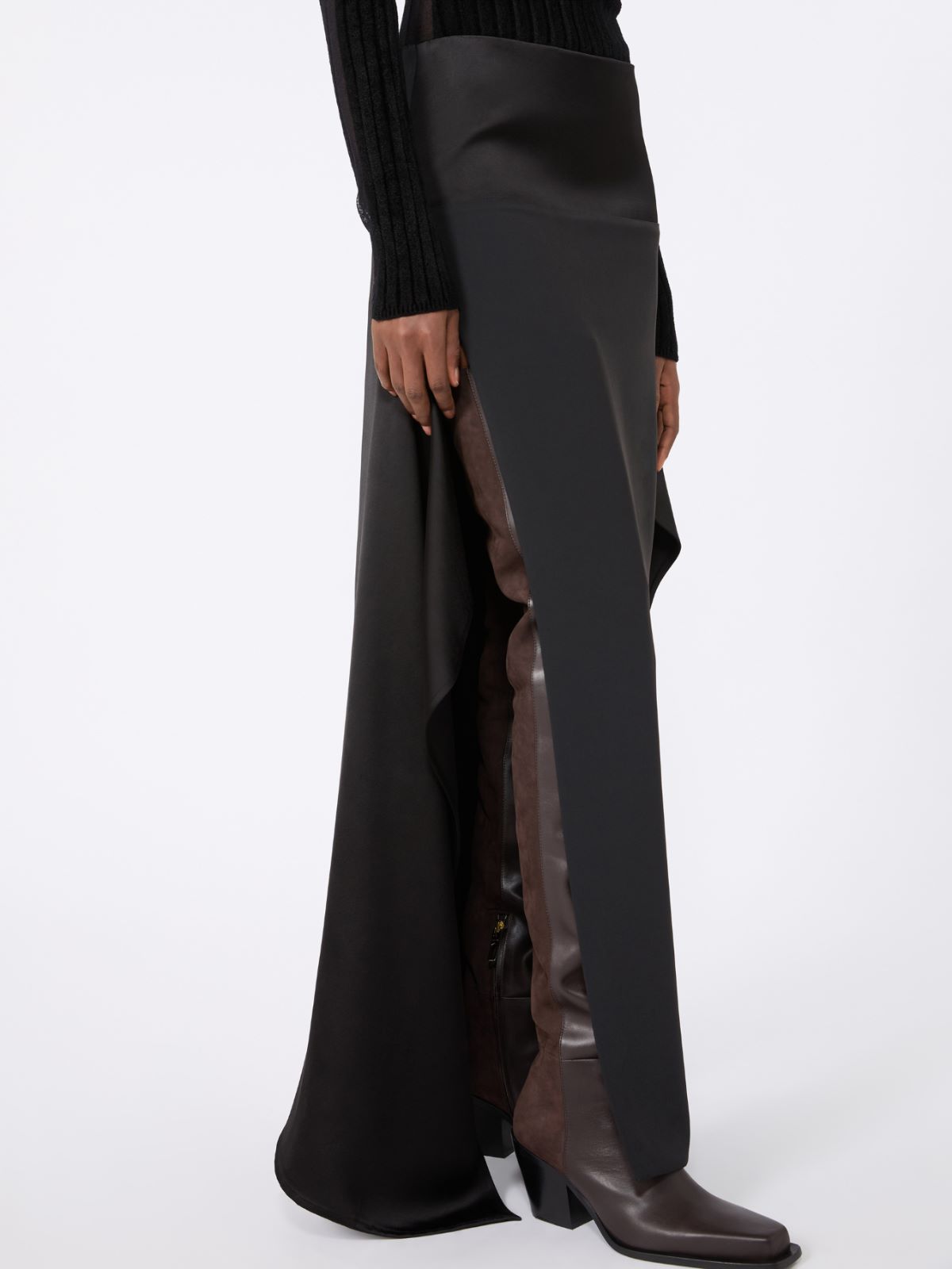 Falda larga de cady y sarga gruesa - NEGRO - Max Mara - 4