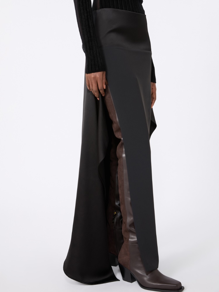 Falda larga de cady y sarga gruesa - NEGRO - Max Mara - 4