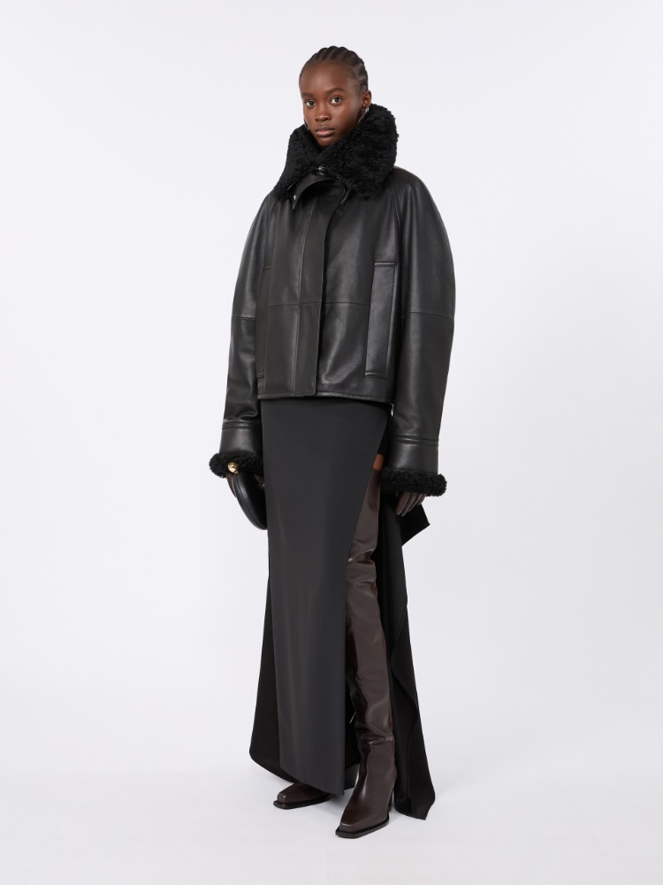 Falda larga de cady y sarga gruesa - NEGRO - Max Mara