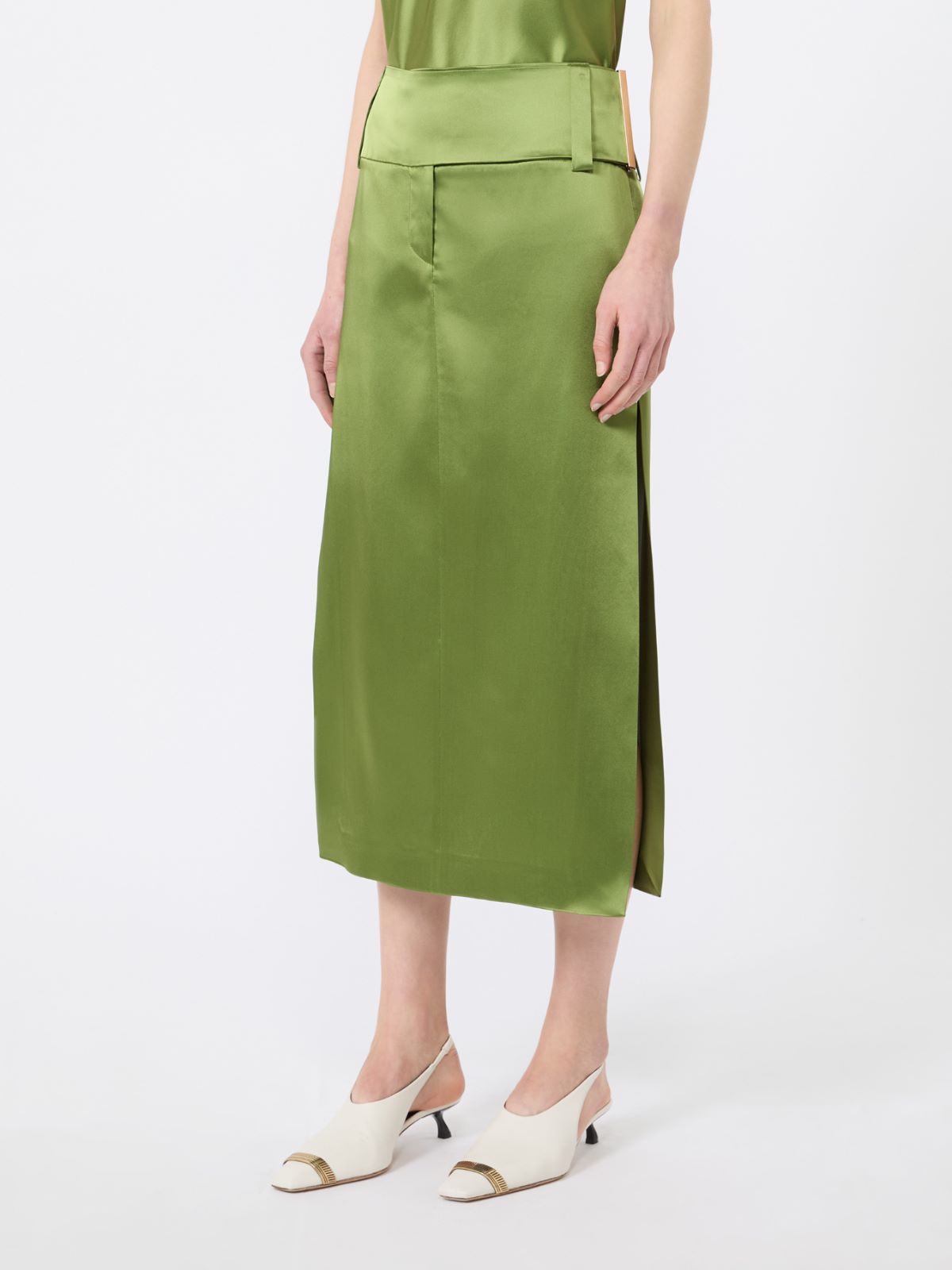Jupe longue et droite en satin - VERT PASTEL - Max Mara - 2
