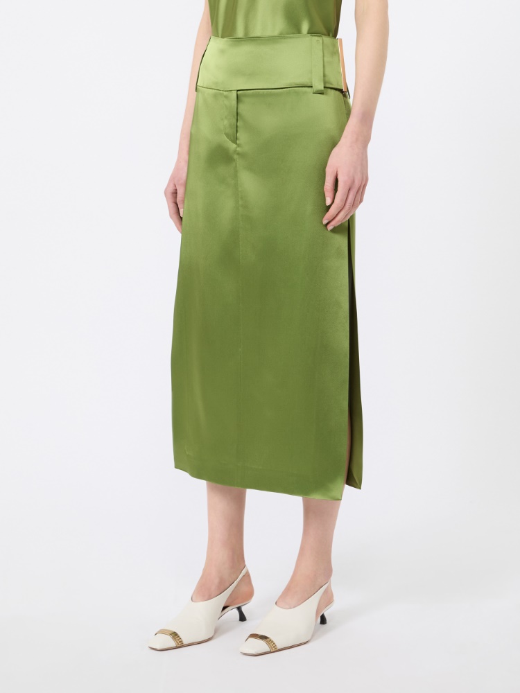 Jupe longue et droite en satin - VERT PASTEL - Max Mara - 2