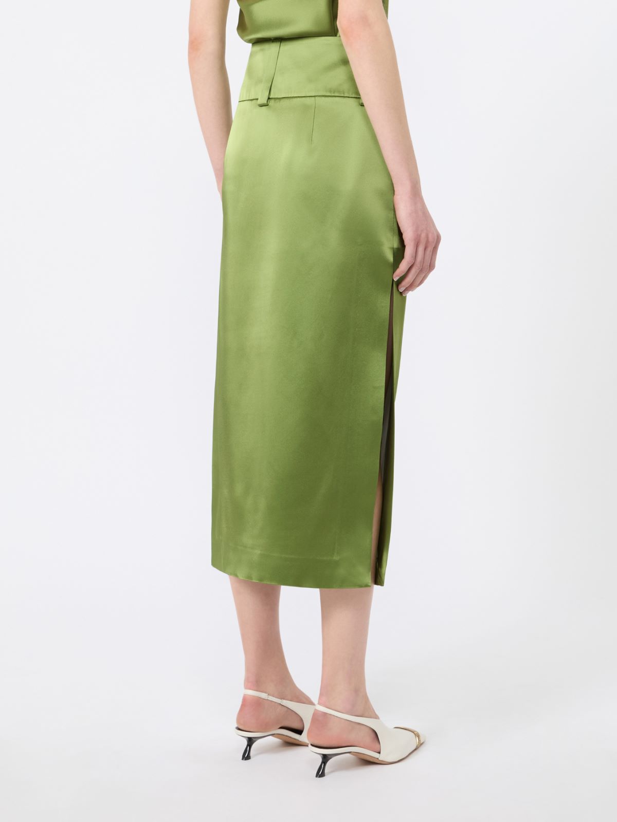 Jupe longue et droite en satin - VERT PASTEL - Max Mara - 3