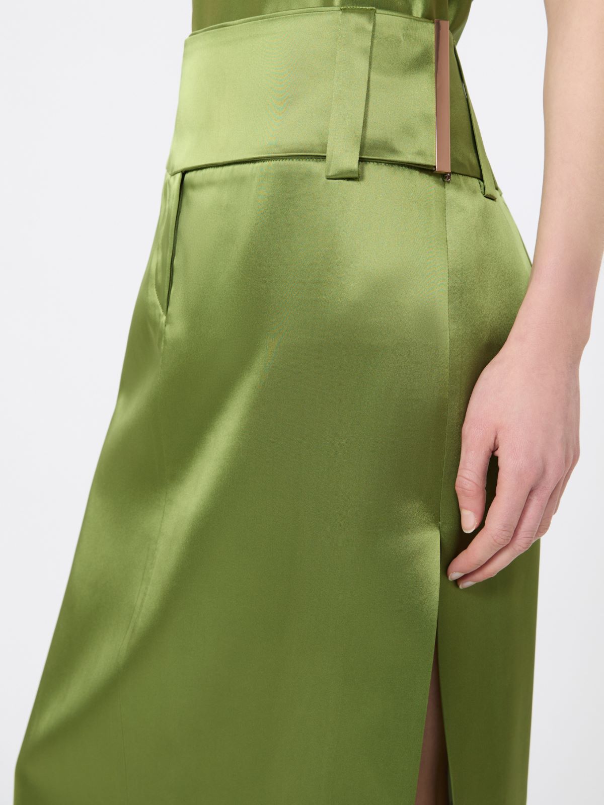 Jupe longue et droite en satin - VERT PASTEL - Max Mara - 4