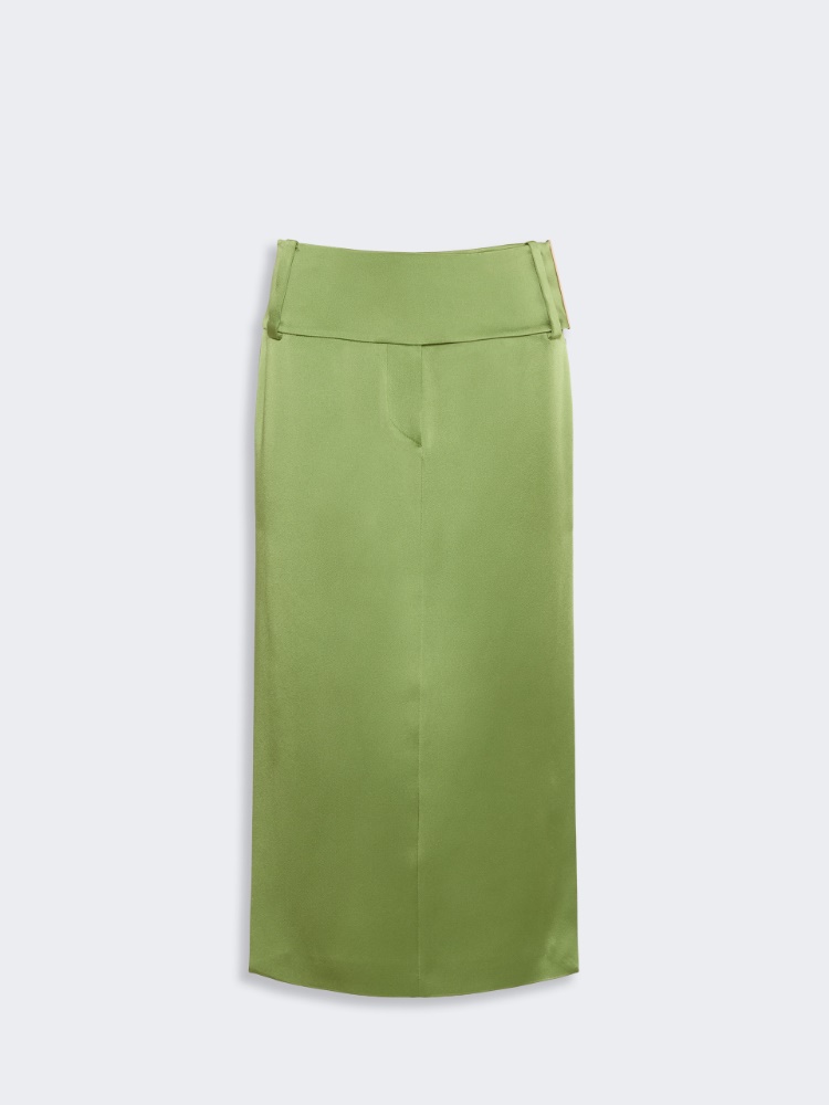 Jupe longue et droite en satin - VERT PASTEL
