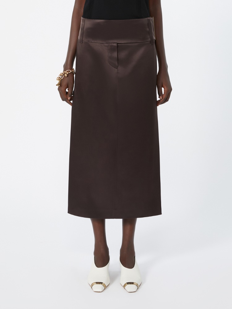 Straight-fit long satin skirt - CHOCOLATE - Max Mara - 2