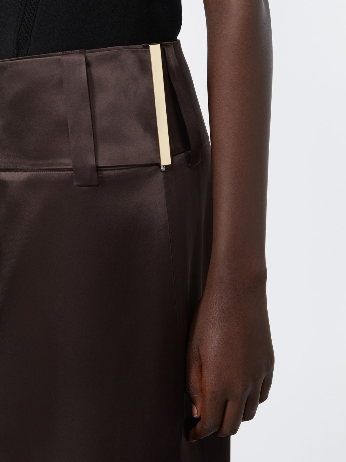 Straight-fit long satin skirt - CHOCOLATE - Max Mara - 4