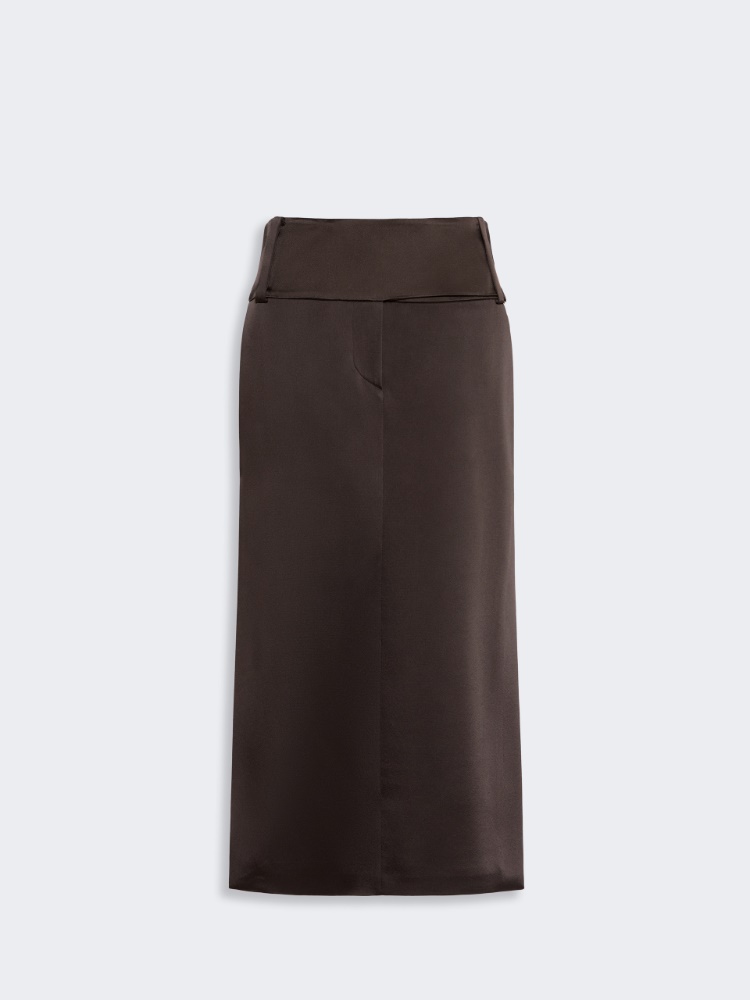 Straight-fit long satin skirt - CHOCOLATE - Max Mara - 5