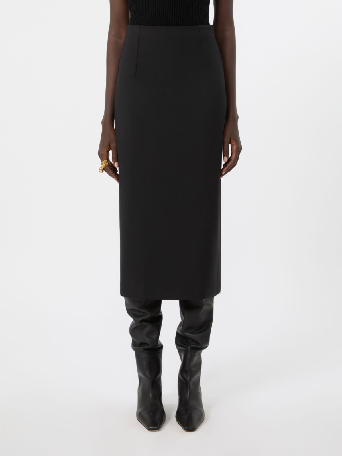 Gonna aderente in lana stretch - NERO - Max Mara - 2
