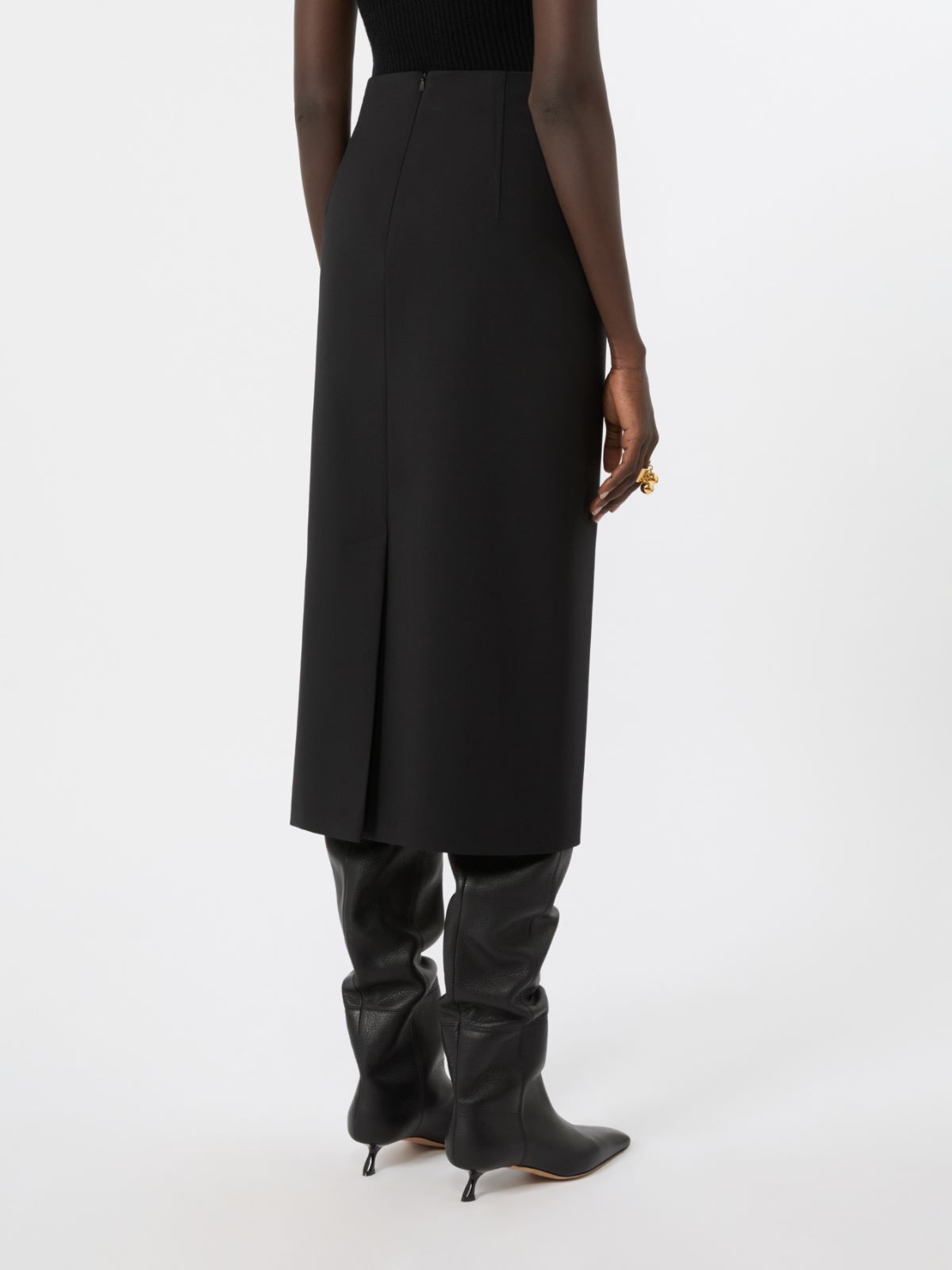 Gonna aderente in lana stretch - NERO - Max Mara - 3