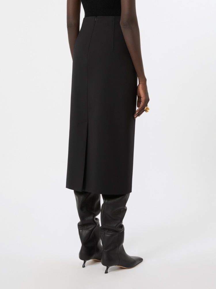 Gonna aderente in lana stretch - NERO - Max Mara - 3