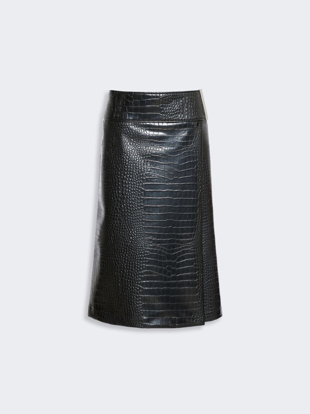 Calf-length skirt in crocodile-print patent leather - BLACK - Max Mara - 5