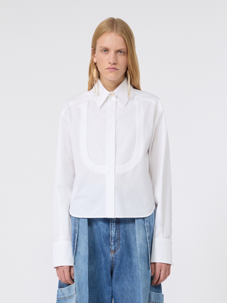 Cotton poplin boxy shirt - OPTICAL WHITE - 2