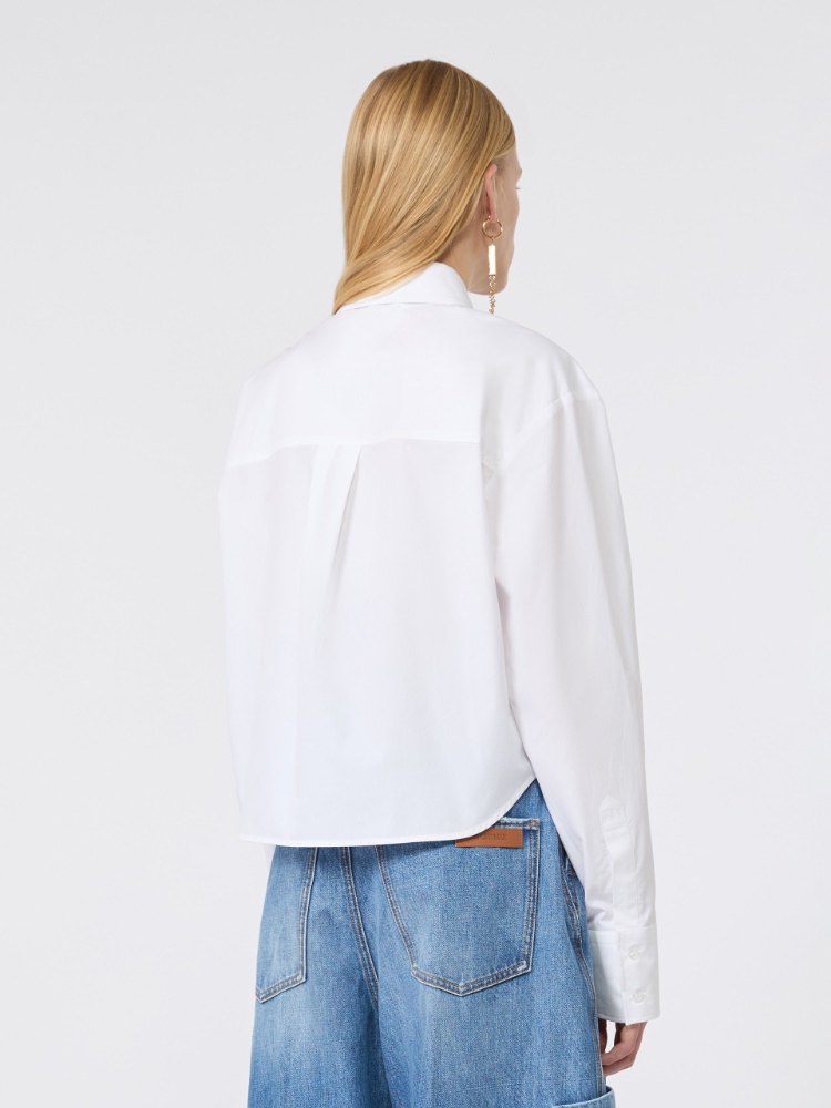 Cotton poplin boxy shirt - OPTICAL WHITE - 3