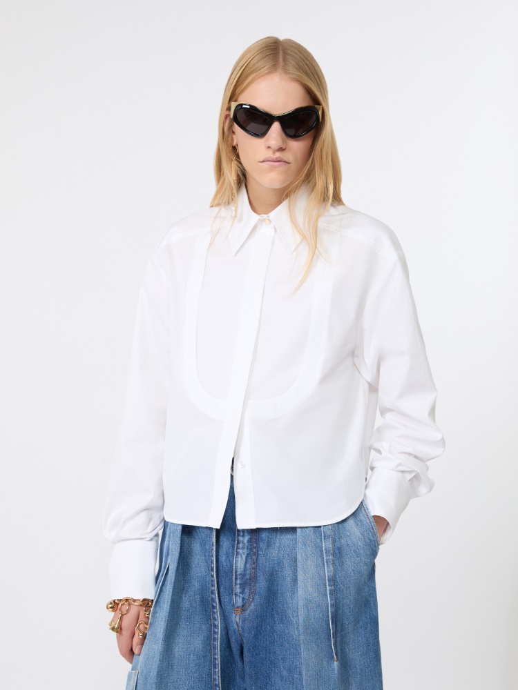 Cotton poplin boxy shirt - OPTICAL WHITE - 4