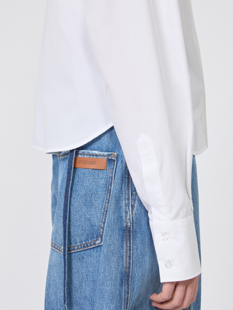 Cotton poplin boxy shirt - OPTICAL WHITE - 5