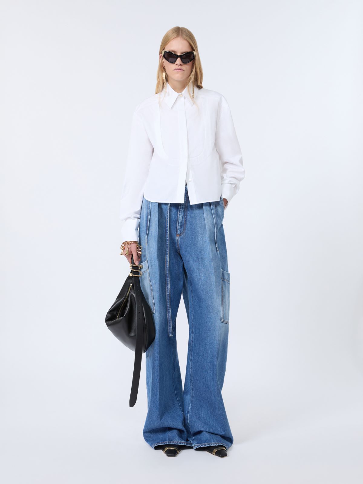 Cotton poplin boxy shirt - OPTICAL WHITE