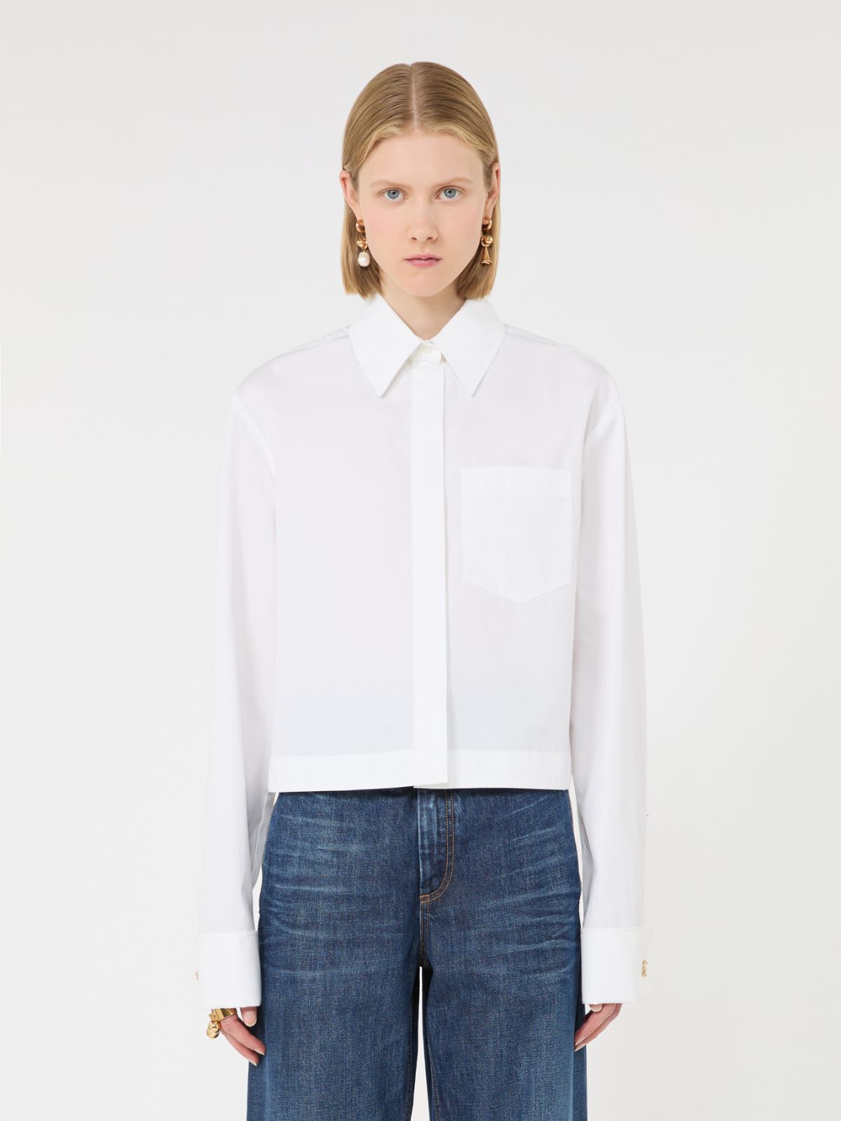 Cotton boxy shirt - OPTICAL WHITE - Max Mara - 2