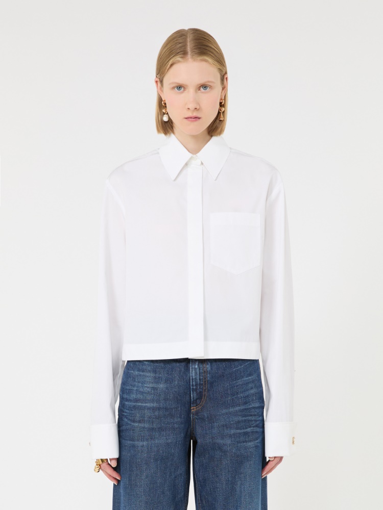 Cotton boxy shirt - OPTICAL WHITE - Max Mara - 2