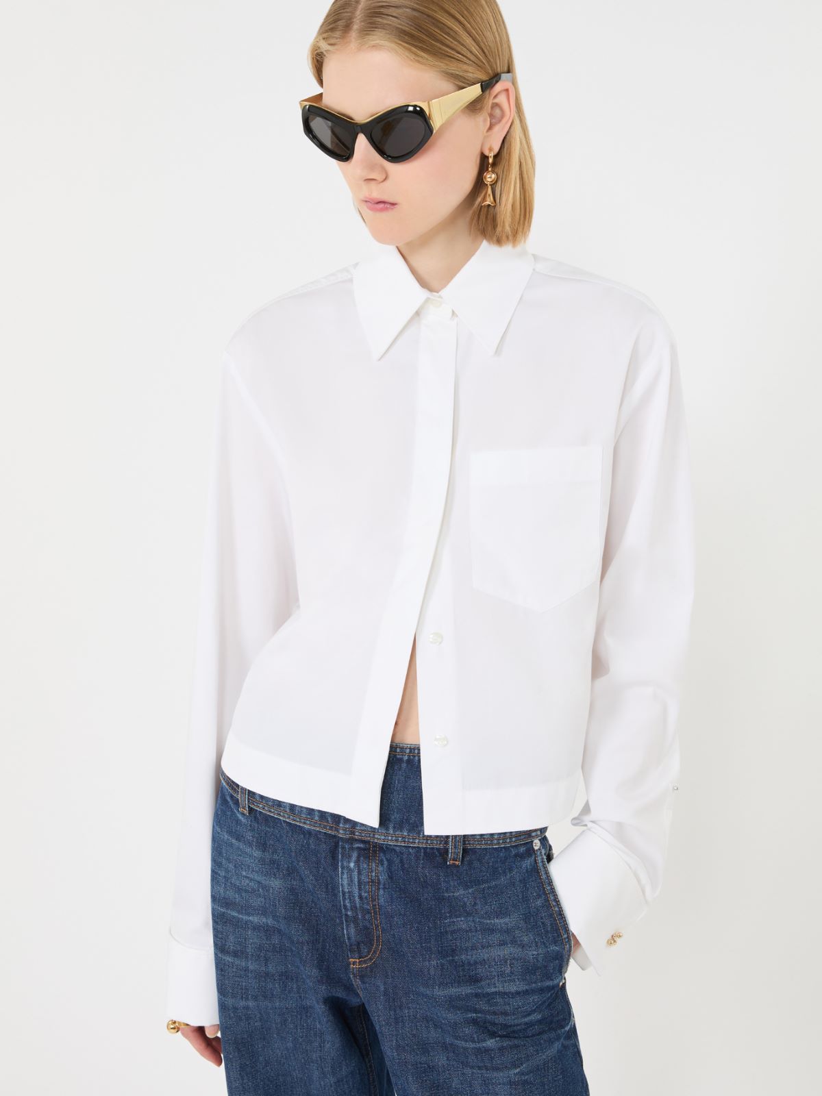 Cotton boxy shirt - OPTICAL WHITE - Max Mara - 4