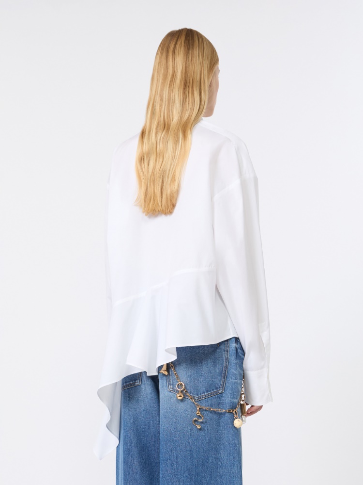 Asymmetrische Hemdbluse aus Popeline - WEISS - 3