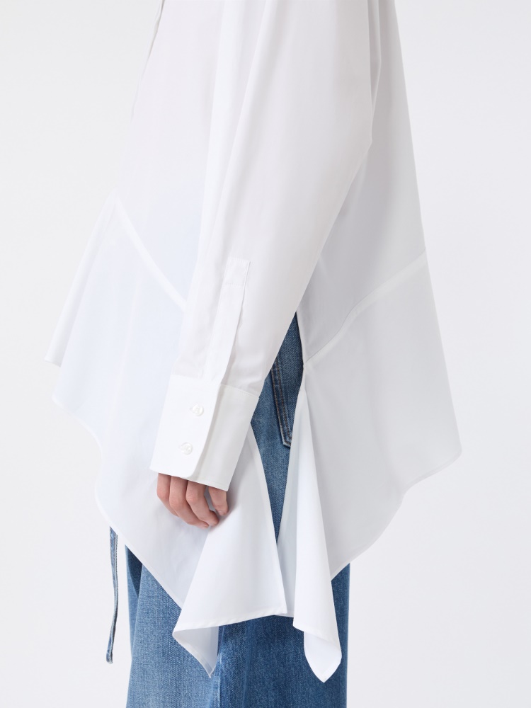 Asymmetrische Hemdbluse aus Popeline - WEISS - 5