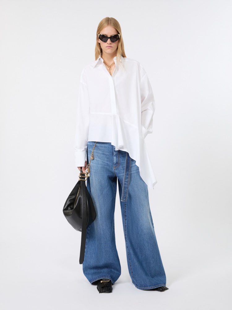 Asymmetrische Hemdbluse aus Popeline + WEISS - Max Mara