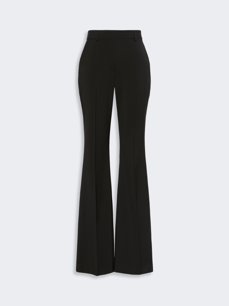 Natural stretch pure wool flared trousers - BLACK